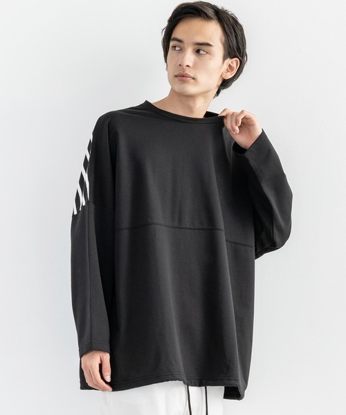 Rocky Monroe（ロッキーモンロー）の「ドロップショルダー ボーダー ストライプ 切替ビッグロンT（Tシャツ/カットソー・メンズ・ベージュ系その他/グリーン系その他/ホワイト系その他/ブラック系その他/ベージュ/ホワイト/ブラック/カーキ・FREE）」の13枚目の写真
