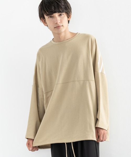 Rocky Monroe（ロッキーモンロー）の「ドロップショルダー ボーダー ストライプ 切替ビッグロンT（Tシャツ/カットソー・メンズ・ベージュ系その他/グリーン系その他/ホワイト系その他/ブラック系その他/ベージュ/ホワイト/ブラック/カーキ・FREE）」の17枚目の写真