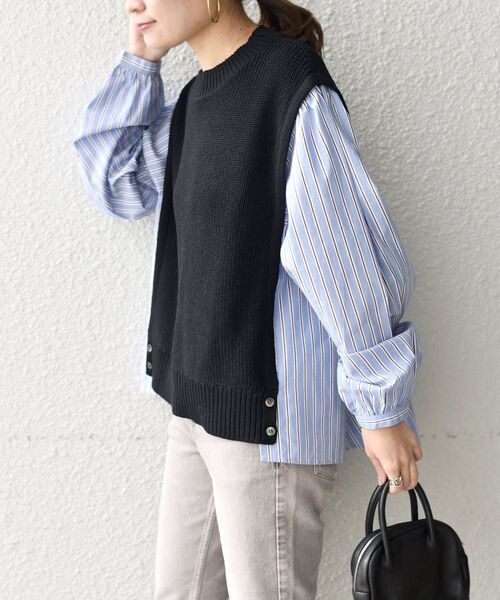 SHIPS(シップス)の「〈手洗い可能〉ニットコンビシャツ◇(シャツ/ブラウス・レディース・オフホワイト/ブルー/ブラック/ナチュラル/ラベンダー・ONE SIZE)」の22枚目の写真