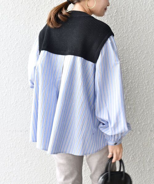 SHIPS(シップス)の「〈手洗い可能〉ニットコンビシャツ◇(シャツ/ブラウス・レディース・オフホワイト/ブルー/ブラック/ナチュラル/ラベンダー・ONE SIZE)」の21枚目の写真