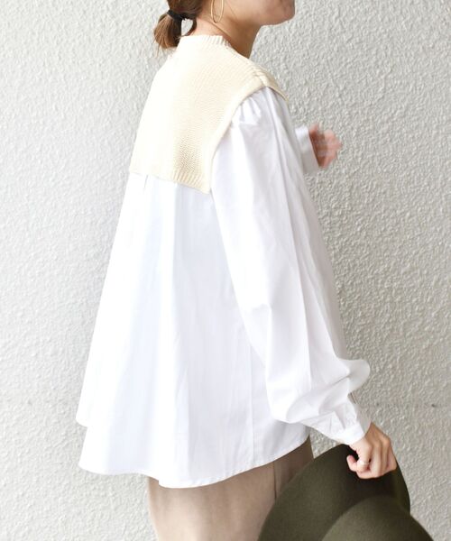 SHIPS(シップス)の「〈手洗い可能〉ニットコンビシャツ◇(シャツ/ブラウス・レディース・オフホワイト/ブルー/ブラック/ナチュラル/ラベンダー・ONE SIZE)」の9枚目の写真