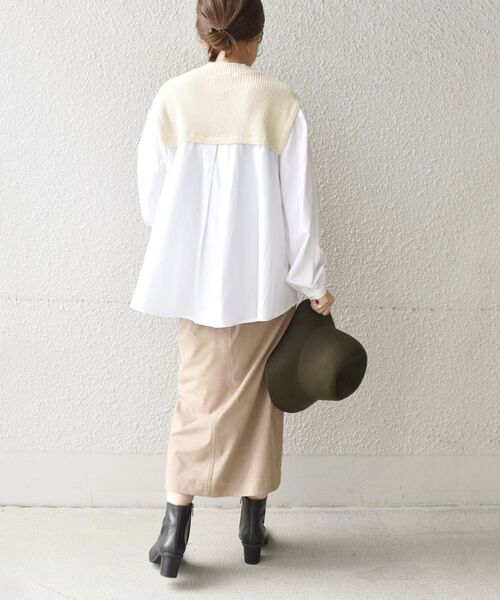 SHIPS(シップス)の「〈手洗い可能〉ニットコンビシャツ◇(シャツ/ブラウス・レディース・オフホワイト/ブルー/ブラック/ナチュラル/ラベンダー・ONE SIZE)」の8枚目の写真