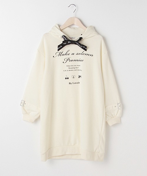 セール 裏毛 フードリボン袖ベルトロングパーカー スウェット By Loveit バイラビット のファッション通販 Zozotown