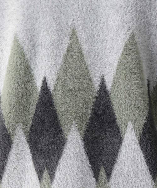 GLOBAL WORK（グローバルワーク）の「フェザーヤーンアーガイルカーディガン/921928（カーディガン/ボレロ・メンズ・ミント/ライトベージュ・MEDIUM/LARGE）」の16枚目の写真