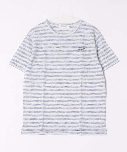 STYLEBLOCK(スタイルブロック)の「ポップコーン編み先染ボーダーTシャツ(Tシャツ/カットソー・メンズ・ネイビー/ピンク/グレー/サックスブルー・L/M/LL)」の2枚目の写真