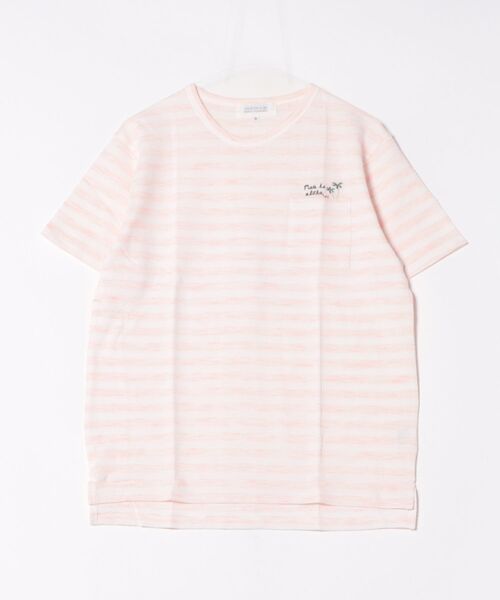 STYLEBLOCK(スタイルブロック)の「ポップコーン編み先染ボーダーTシャツ(Tシャツ/カットソー・メンズ・ネイビー/ピンク/グレー/サックスブルー・L/M/LL)」の4枚目の写真