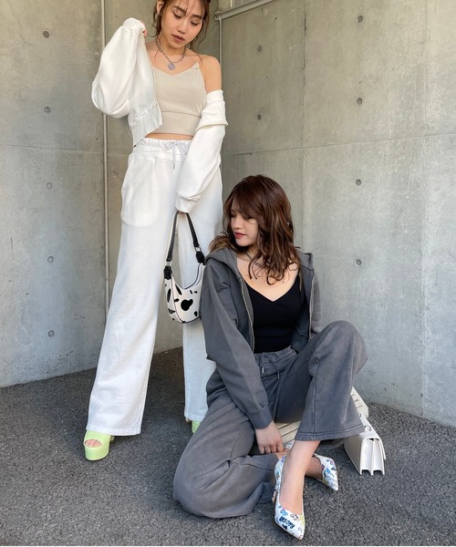 SPIRALGIRL(スパイラルガール)の「ブリーチスウェットワイドパンツ(スウェットパンツ・レディース・ブラック/ベージュ/オフホワイト・FREE)」の14枚目の写真