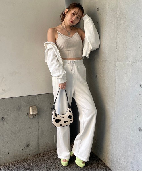 SPIRALGIRL(スパイラルガール)の「ブリーチスウェットワイドパンツ(スウェットパンツ・レディース・ブラック/ベージュ/オフホワイト・FREE)」の4枚目の写真