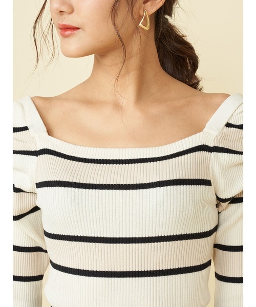 ROYAL PARTY（ロイヤルパーティー）の「【エコヴェロ】洗えるニットスクエアネック半袖トップス（ニット/セーター・レディース・グリーン/ネイビー/オフホワイト/ブルー/ピンク/ブラック/ブラック系その他/マルチ/ベージュ/ホワイト系その他2・FREE）」の13枚目の写真