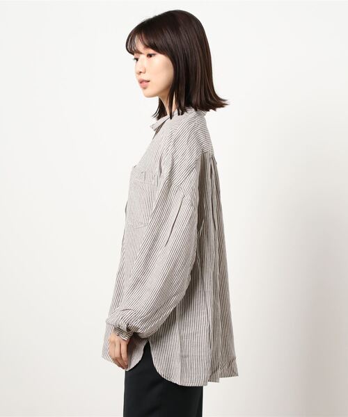 RAG MACHINE（ラグマシーン）の「【RAG MACHINE】クォータースリーブシャツ（シャツ/ブラウス・レディース・ホワイト/ホワイト×ブラック・M/L）」の3枚目の写真