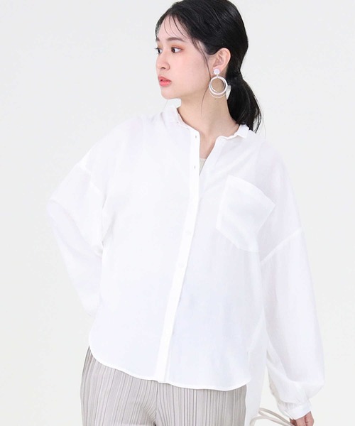 RAG MACHINE（ラグマシーン）の「【RAG MACHINE】クォータースリーブシャツ（シャツ/ブラウス・レディース・ホワイト/ホワイト×ブラック・M/L）」の21枚目の写真