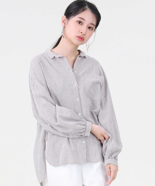 RAG MACHINE（ラグマシーン）の「【RAG MACHINE】クォータースリーブシャツ（シャツ/ブラウス・レディース・ホワイト/ホワイト×ブラック・M/L）」の7枚目の写真