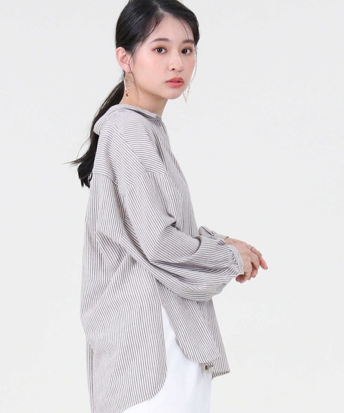 RAG MACHINE（ラグマシーン）の「【RAG MACHINE】クォータースリーブシャツ（シャツ/ブラウス・レディース・ホワイト/ホワイト×ブラック・M/L）」の10枚目の写真