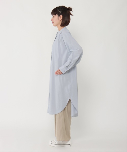 LBC(エルビーシー)の「フライフロントバンドカラーシャツワンピース(ワンピース・レディース・ブルー/ホワイト/ダークオリーブ・L/M)」の5枚目の写真