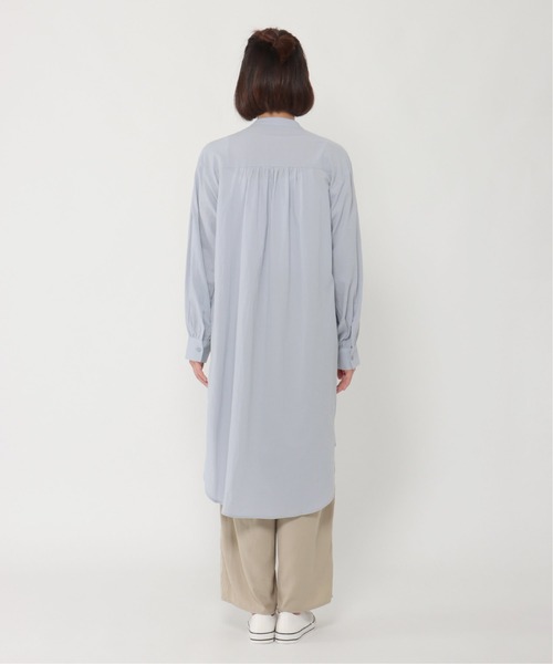 LBC(エルビーシー)の「フライフロントバンドカラーシャツワンピース(ワンピース・レディース・ブルー/ホワイト/ダークオリーブ・L/M)」の6枚目の写真