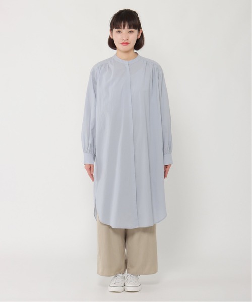 LBC(エルビーシー)の「フライフロントバンドカラーシャツワンピース(ワンピース・レディース・ブルー/ホワイト/ダークオリーブ・L/M)」の7枚目の写真