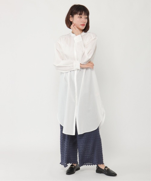 LBC(エルビーシー)の「フライフロントバンドカラーシャツワンピース(ワンピース・レディース・ブルー/ホワイト/ダークオリーブ・L/M)」の15枚目の写真