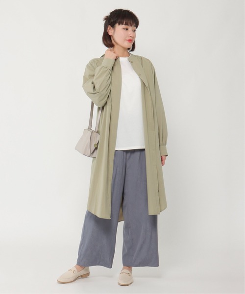 LBC(エルビーシー)の「フライフロントバンドカラーシャツワンピース(ワンピース・レディース・ブルー/ホワイト/ダークオリーブ・L/M)」の16枚目の写真