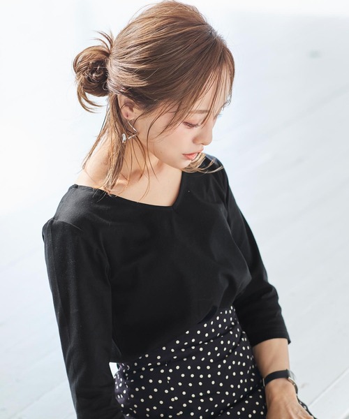 KOBE LETTUCE(コウベレタス)の「前後2WayシルケットシンプルカットソーTシャツ(Tシャツ/カットソー・レディース・ブラック/イエロー/グリーン系その他/ホワイト・S/M)」の3枚目の写真