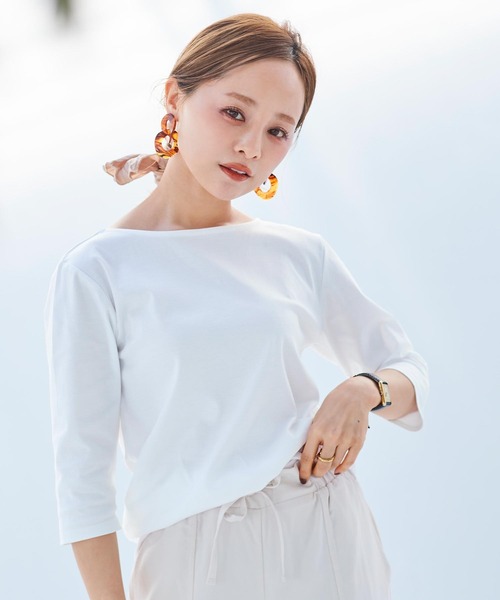 KOBE LETTUCE(コウベレタス)の「前後2WayシルケットシンプルカットソーTシャツ(Tシャツ/カットソー・レディース・ブラック/イエロー/グリーン系その他/ホワイト・S/M)」の8枚目の写真