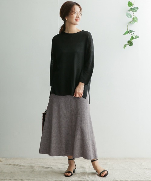 URBAN RESEARCH DOORS（アーバンリサーチドアーズ）の「コットンリネンフレアスカート（スカート・レディース・グレー系その他/チャコールグレー・ONE）」の13枚目の写真