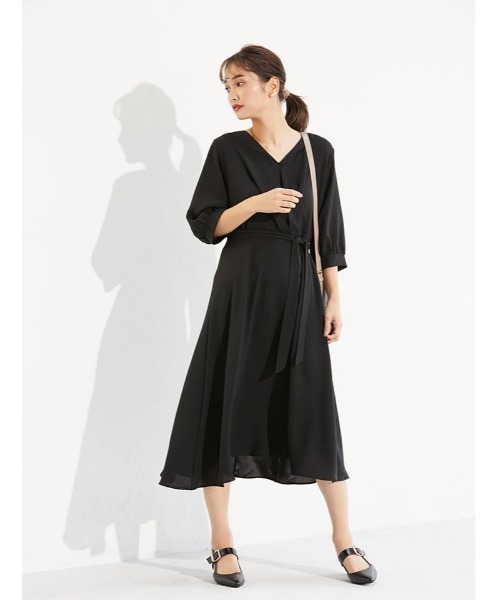 fifth（フィフス）の「ウエストリボン付きカシュクールワンピース（ワンピース・レディース・ブルー/ブラック・MEDIUM）」の19枚目の写真
