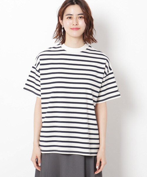 THE SHOP TK （ザ ショップ ティーケー ）の「◆【CYCLO】リサイクルコットン半袖プルオーバー（Tシャツ/カットソー・レディース・グレー系2/ブルー/オフホワイト/ネイビー系2・13/12）」の5枚目の写真