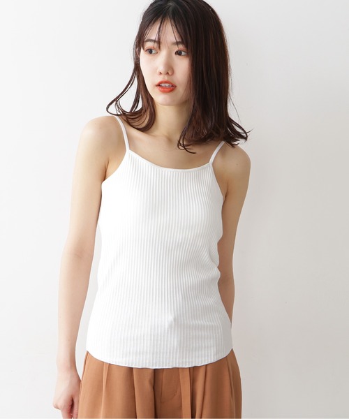 FREE'S MART（フリーズマート）の「カップ付きバックオープンキャミソール（キャミソール・レディース・ホワイト/ブラック・FREE）」の3枚目の写真