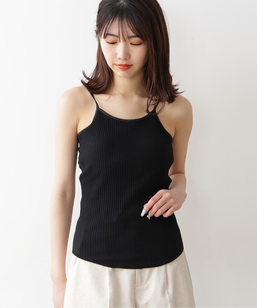 FREE'S MART（フリーズマート）の「カップ付きバックオープンキャミソール（キャミソール・レディース・ホワイト/ブラック・FREE）」の5枚目の写真