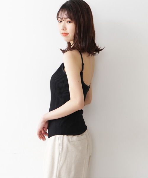 FREE'S MART（フリーズマート）の「カップ付きバックオープンキャミソール（キャミソール・レディース・ホワイト/ブラック・FREE）」の6枚目の写真