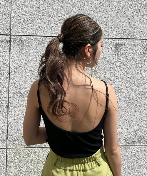 FREE'S MART（フリーズマート）の「カップ付きバックオープンキャミソール（キャミソール・レディース・ホワイト/ブラック・FREE）」の13枚目の写真