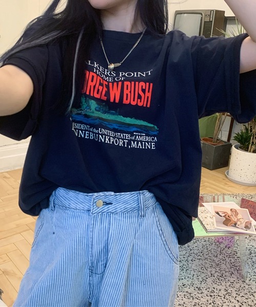 DAY CLOSET（デイ クローゼット）の「レディース 半袖ストリートロゴTシャツ（Tシャツ/カットソー・レディース・ネイビー/ライトグレー/ホワイト・ONE SIZE）」の3枚目の写真