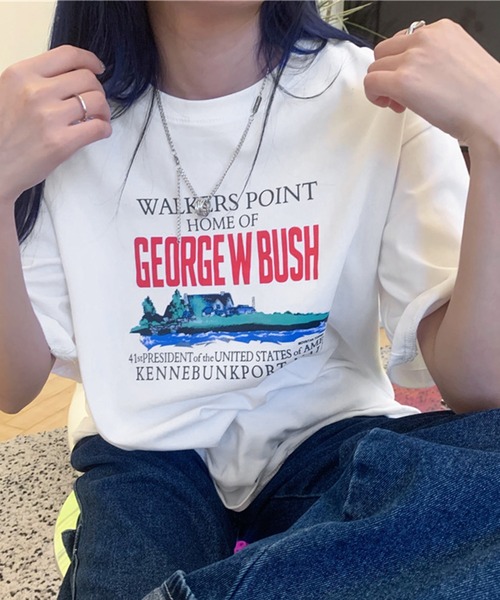 DAY CLOSET（デイ クローゼット）の「レディース 半袖ストリートロゴTシャツ（Tシャツ/カットソー・レディース・ネイビー/ライトグレー/ホワイト・ONE SIZE）」の4枚目の写真