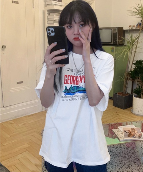 DAY CLOSET（デイ クローゼット）の「レディース 半袖ストリートロゴTシャツ（Tシャツ/カットソー・レディース・ネイビー/ライトグレー/ホワイト・ONE SIZE）」の6枚目の写真