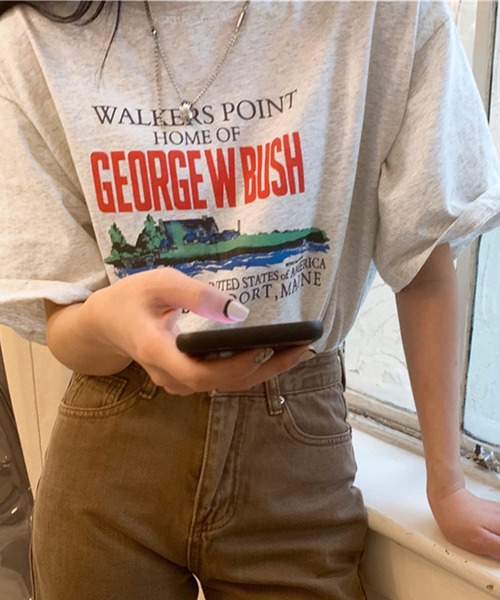 DAY CLOSET（デイ クローゼット）の「レディース 半袖ストリートロゴTシャツ（Tシャツ/カットソー・レディース・ネイビー/ライトグレー/ホワイト・ONE SIZE）」の7枚目の写真