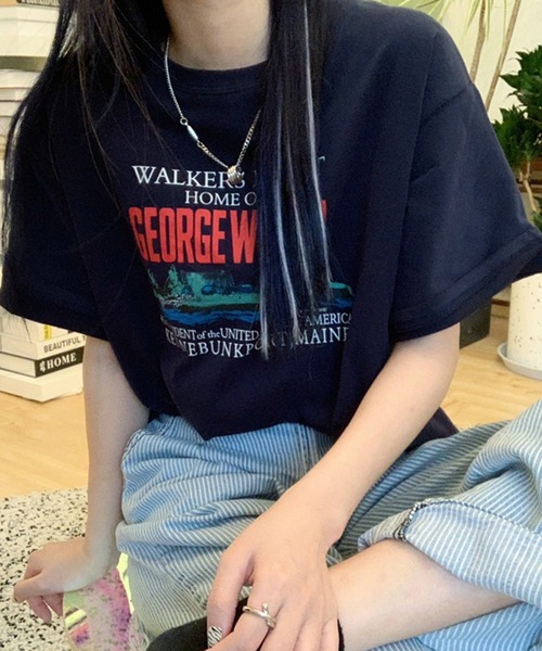 DAY CLOSET（デイ クローゼット）の「レディース 半袖ストリートロゴTシャツ（Tシャツ/カットソー・レディース・ネイビー/ライトグレー/ホワイト・ONE SIZE）」の10枚目の写真