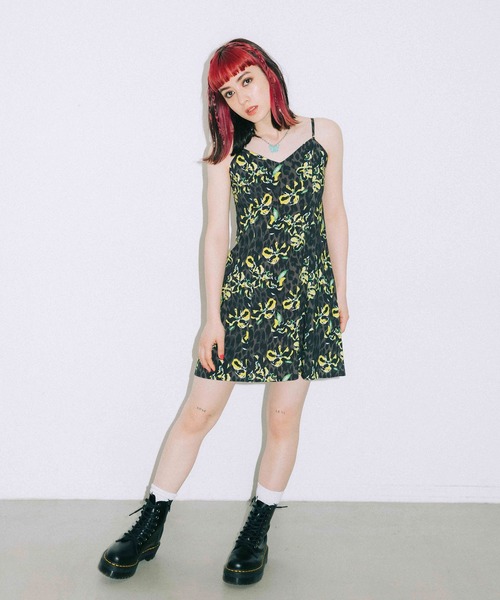 X-girl（エックスガール）の「FLORAL LEOPARD ALOHA CAMISOLE DRESS（ワンピース・レディース・ホワイト/ライトブルー/グレー・S/M）」の14枚目の写真