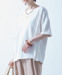 ECRIRE | 綿100％ 10oz天竺コットン ボートネックボックスT(Tシャツ/カットソー)