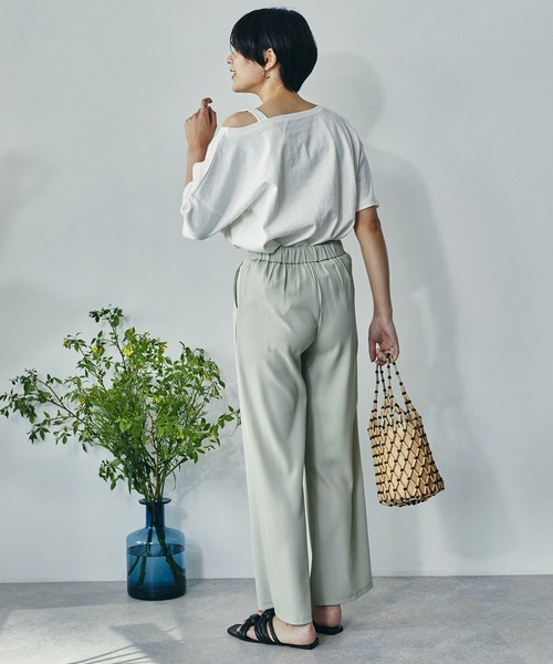 ECRIRE（エクリール）の「綿100％ 10oz天竺コットン ボートネックボックスT（Tシャツ/カットソー・レディース・オフホワイト/チャコールグレー/ピンク/ライトグリーン・フリー）」の15枚目の写真