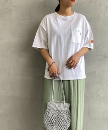 [UNIVERSAL OVERALL/ユニバーサルオーバーオール] 別注 配色ステッチ ワイドシルエットポケットTシャツ