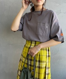 [UNIVERSAL OVERALL/ユニバーサルオーバーオール] 別注 配色ステッチ ワイドシルエットポケットTシャツ