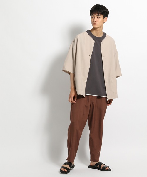 niko and...（ニコアンド）の「ノーカラーシャツカーディガン（シャツ/ブラウス・メンズ・ライトブラウン/グリーン/ベージュ/チャコール・MEDIUM/LARGE）」の7枚目の写真