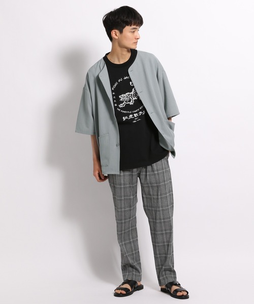 niko and...（ニコアンド）の「ノーカラーシャツカーディガン（シャツ/ブラウス・メンズ・ライトブラウン/グリーン/ベージュ/チャコール・MEDIUM/LARGE）」の8枚目の写真