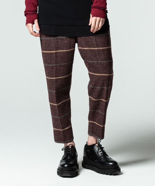 glamb（グラム）の「Melton tapered slacks / メルトンテーパードスラックス（スラックス・メンズ・ベージュ/チェック/ブラック・L/S/M）」の3枚目の写真