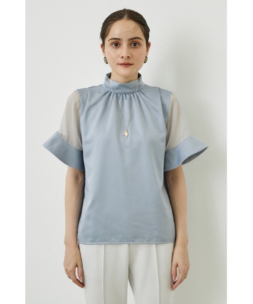 rienda(リエンダ)の「袖シースルーハイネックトップス(シャツ/ブラウス・レディース・ライトブルー/アイボリー・FREE)」の15枚目の写真