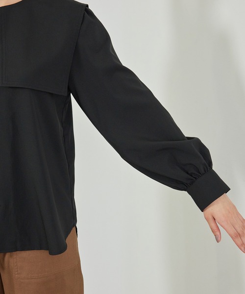 ROPE' PICNIC(ロペピクニック)の「【リンクコーデ】セーラーカラーブラウス(シャツ/ブラウス・レディース・ホワイト/ブラック/カーキ/サックスブルー・38)」の5枚目の写真