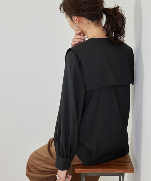 ROPE' PICNIC(ロペピクニック)の「【リンクコーデ】セーラーカラーブラウス(シャツ/ブラウス・レディース・ホワイト/ブラック/カーキ/サックスブルー・38)」の11枚目の写真