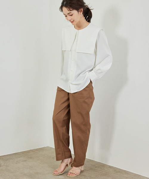 ROPE' PICNIC(ロペピクニック)の「【リンクコーデ】セーラーカラーブラウス(シャツ/ブラウス・レディース・ホワイト/ブラック/カーキ/サックスブルー・38)」の13枚目の写真