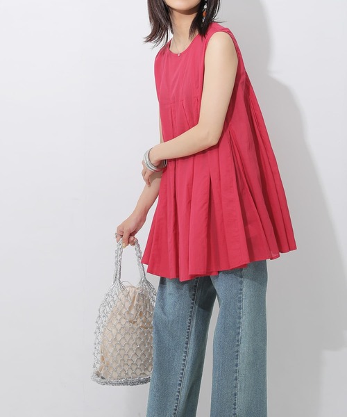 osharewalker（オシャレウォーカー）の「【廃盤】『タック切替フレアロングタンクトップ』（タンクトップ・レディース・グレー/レッド/オフホワイト・1/2）」の4枚目の写真