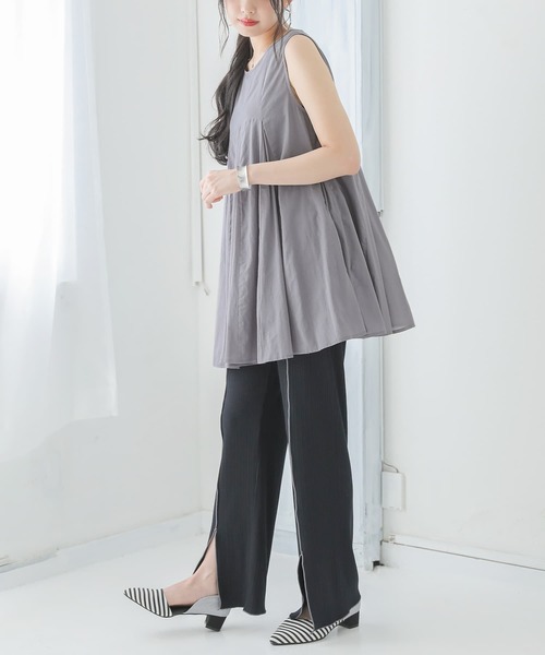 osharewalker（オシャレウォーカー）の「【廃盤】『タック切替フレアロングタンクトップ』（タンクトップ・レディース・グレー/レッド/オフホワイト・1/2）」の9枚目の写真